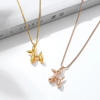 18k gold rose gold plated simple personality puppy necklace cute balloon three dimensional dog animal pendant necklace for women