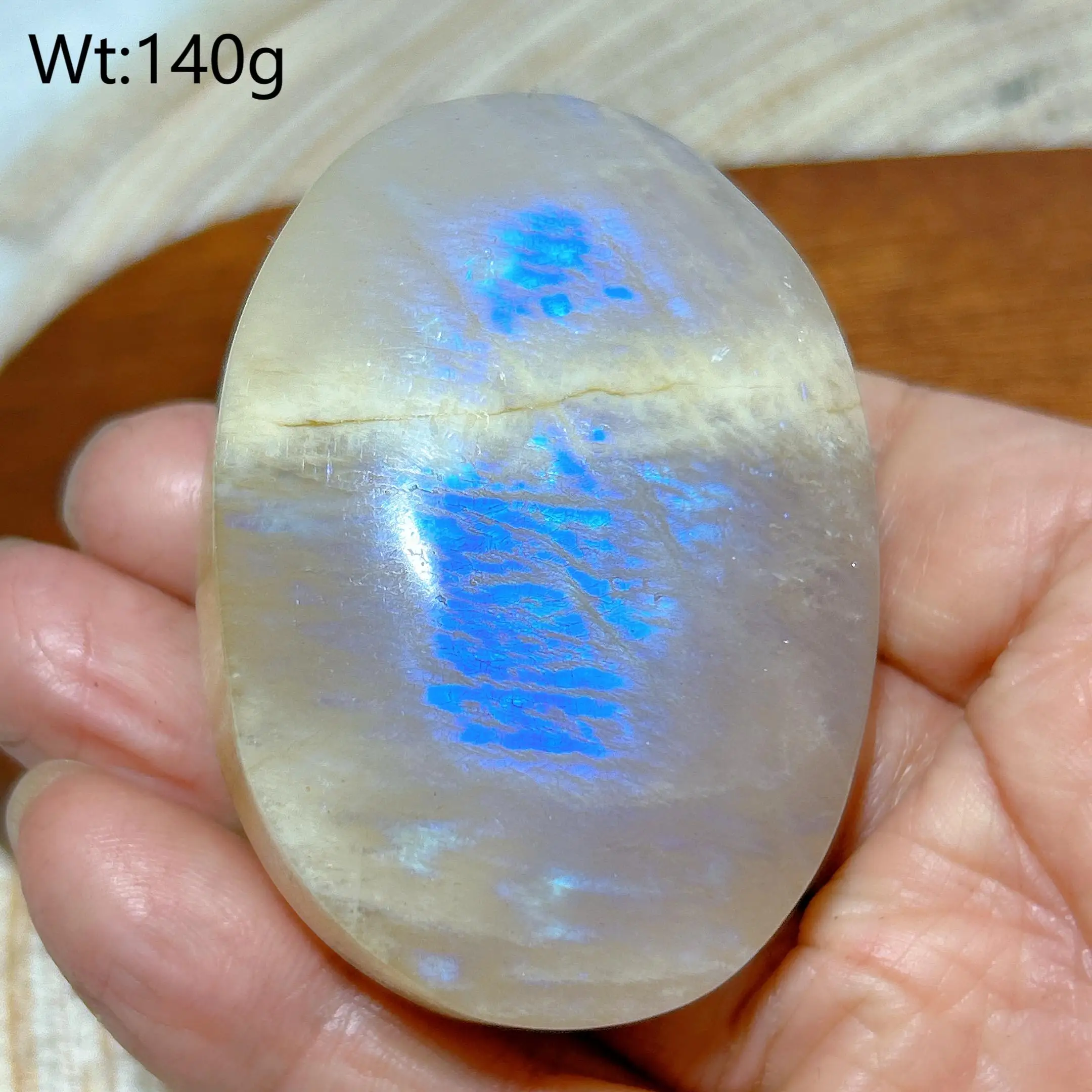 Лунный камень с солнечным камнем, полированный