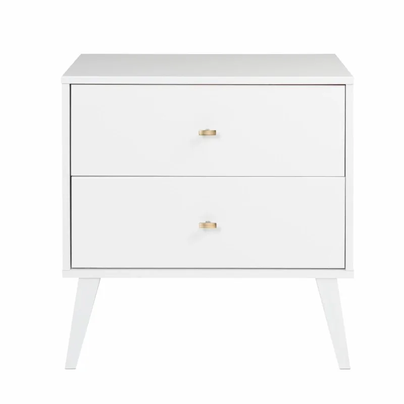 

Prepac Milo Mid-Century Modern 2-Drawer Nightstand, 16"D x 25"W x 25"H, White / Drifted Gray / Black