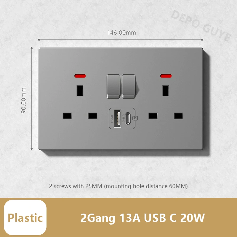 

Depo Guye универсальная розетка 20Вт с двумя портами