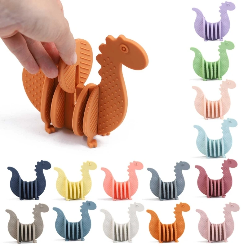 

Dinosaur Sensory-Chew Teether Playing Toy for Girls&Boys Grade Silicone Chewy Teether for Kids- Teething Biting