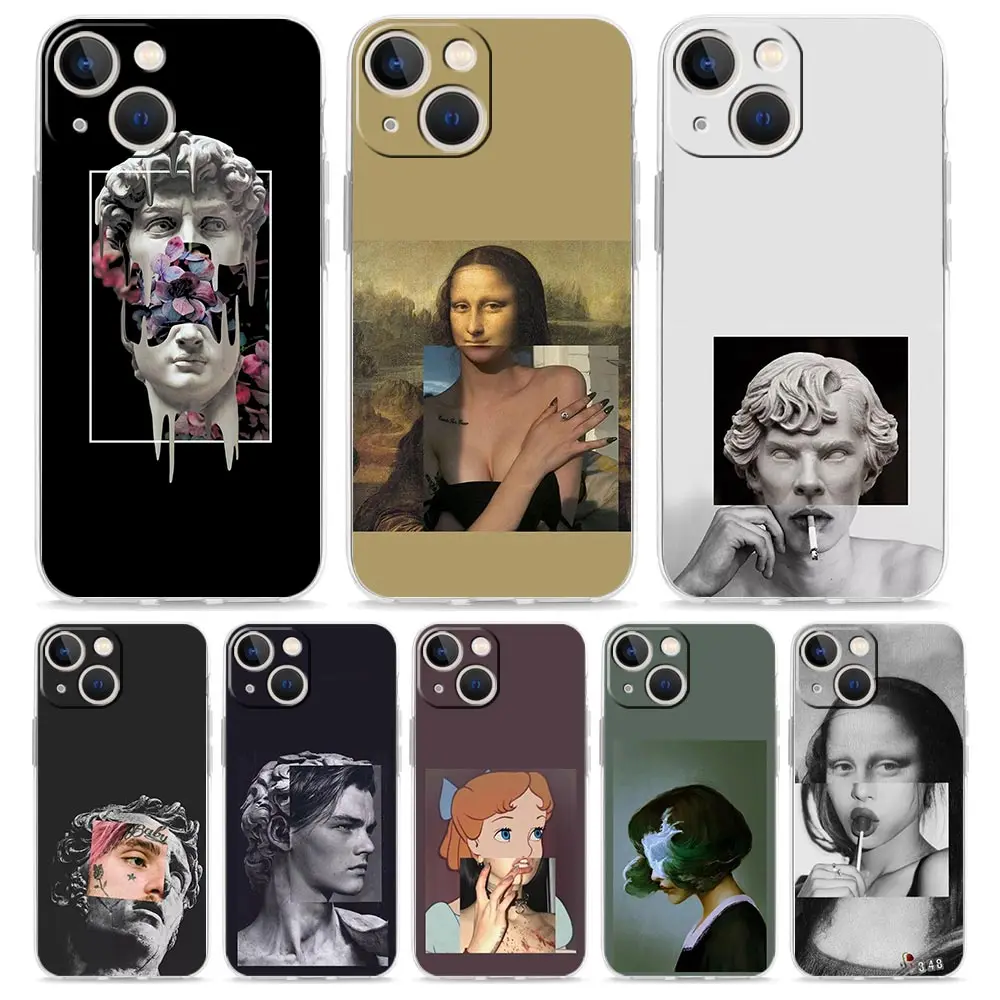 

Funny Cartoon Art Painting TPU Phone Case For Coque iPhone 12 13 Mini 11 Pro Max 7 8 6 Plus XR X XS SE 2020 Black Cover Fundas