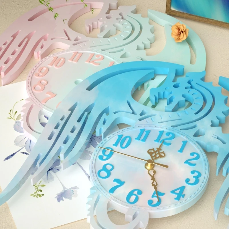 Часы с изображением дракона DIY арабский цифровой циферблат орнамент силиконовая