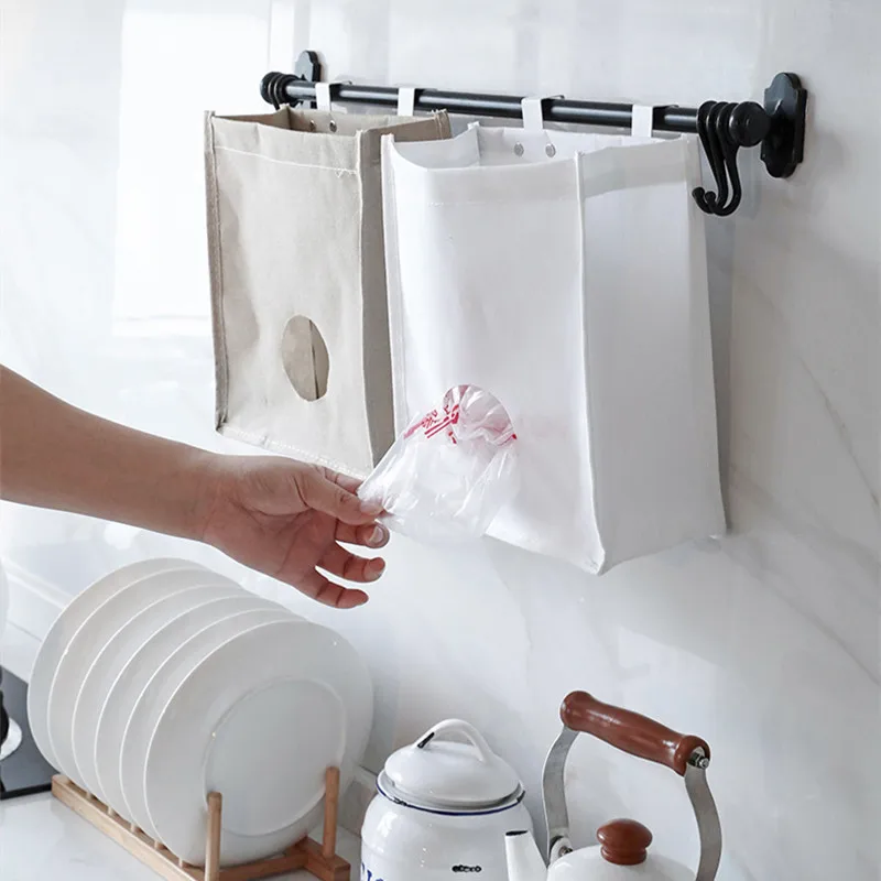 

Sundry Storage Hanging Bag Extraction Garbage Bag Kitchen Organizer Bag Multi-function Cabinet Oxford Cloth Free Shipping Items