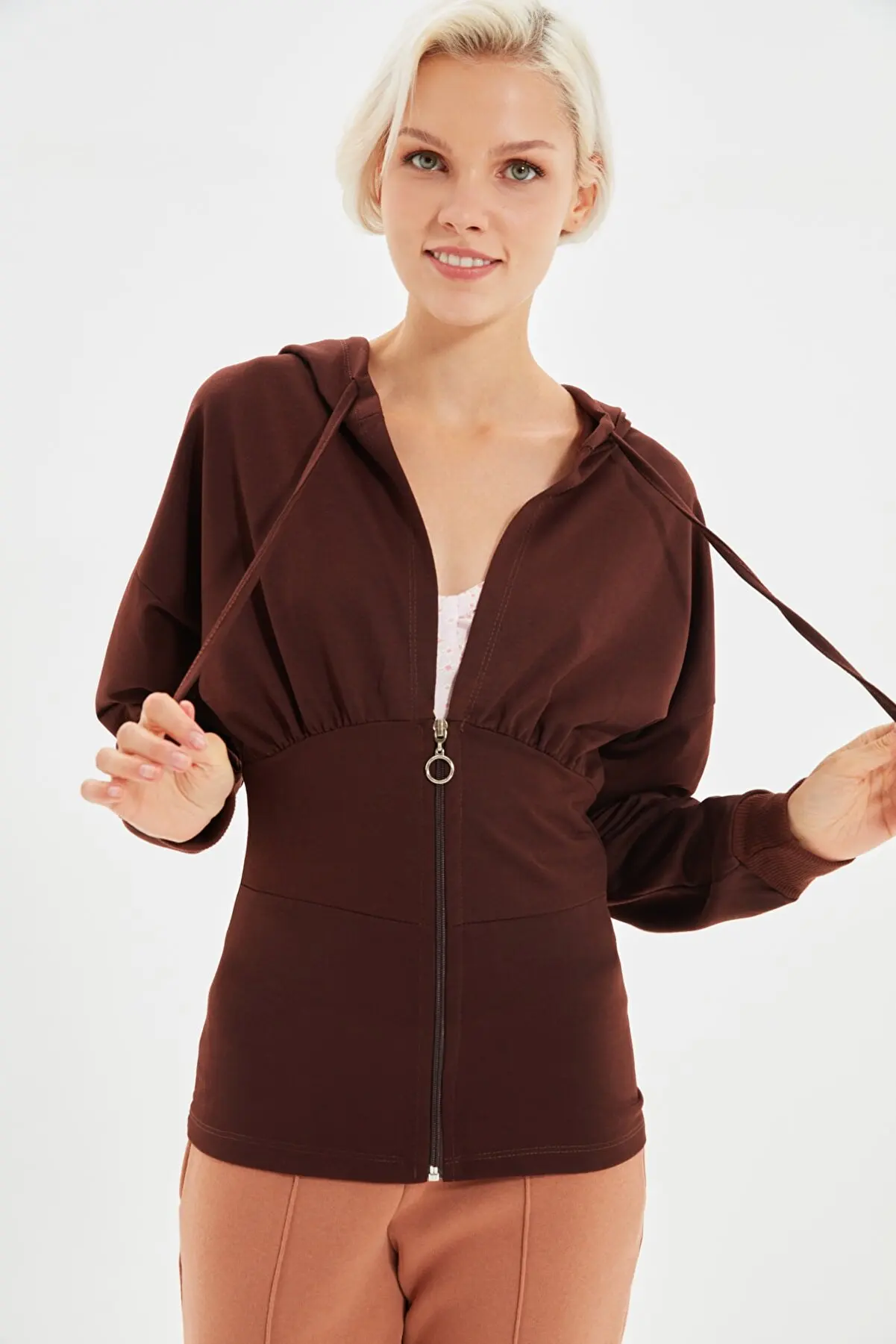 

Коричневый баглама, тонкий трикотажный свитшот с капюшоном, женская одежда, женская одежда, Толстовки, Толстовки для женщин 131422022222