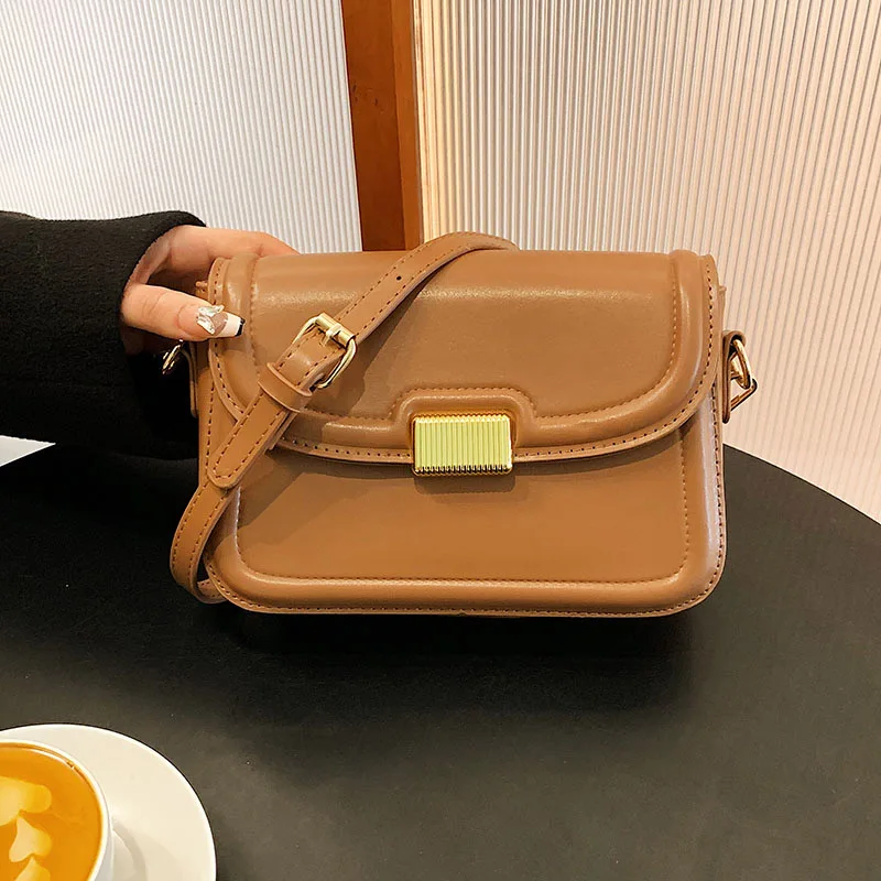 

Винтажные качественные сумки через плечо для женщин 2023, модные женские сумки и кошельки, однотонная кожаная сумка через плечо с клапаном