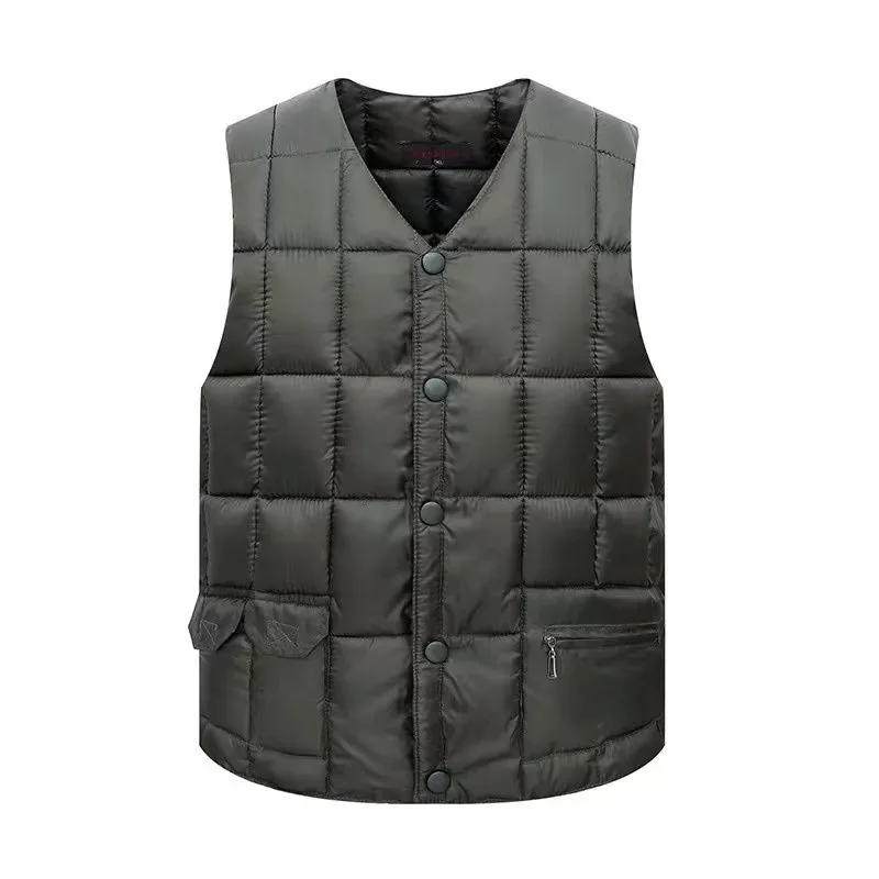 Мужской жилет из пуха и хлопка устойчивый к холоду теплый повседневный без