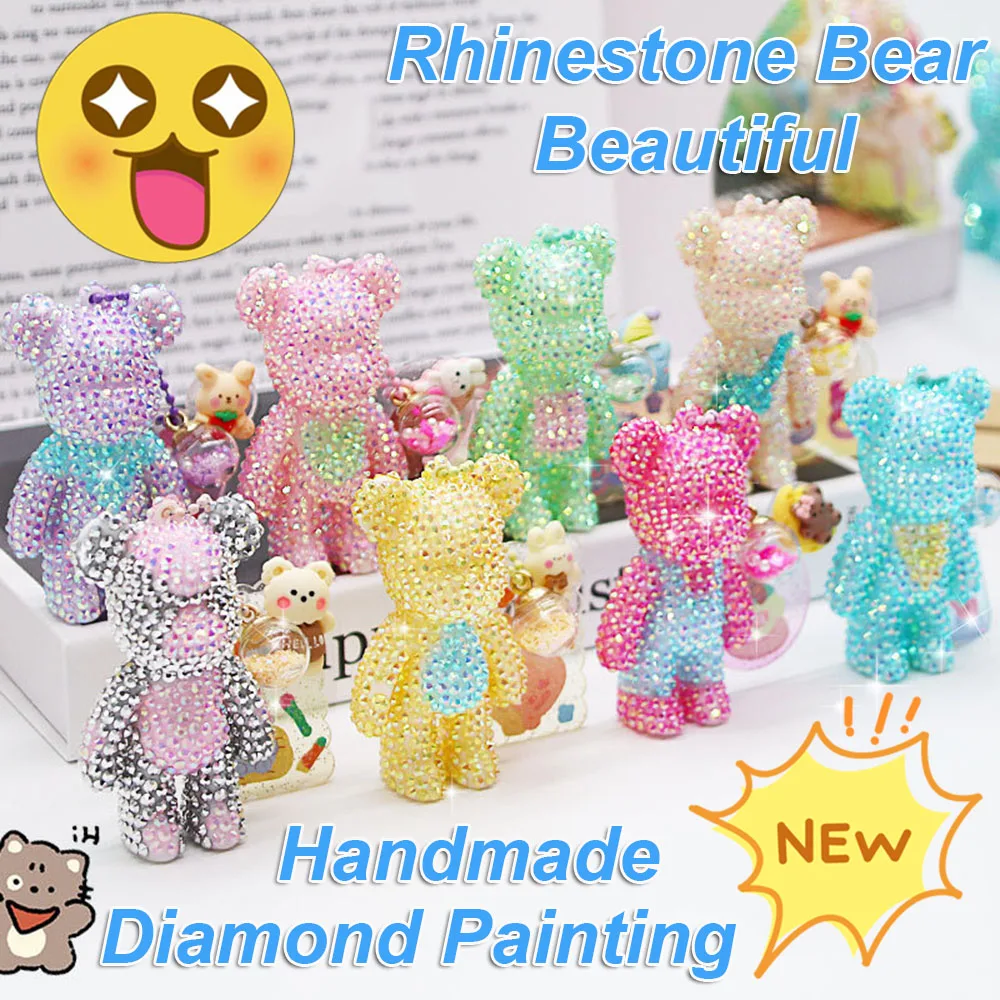 2022 New Exquisite Rhinestones Keychain Diamond Painting Keychain Cartoon Bear 5D Diamond Embroidery Mosaic DIY Meaning Gift