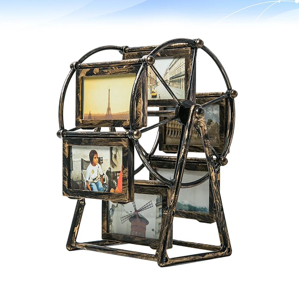 

Vintage Family Photo Frames Rotatable Ferris Wheel Picture Frame Desktop Picture Frame Standing Memorial Frame Home Decor ( 4 )
