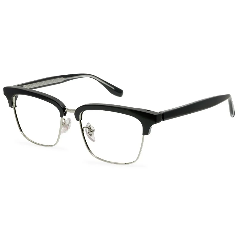 

2023 new Fashion simple glasses frame half titanium plate full frame square glasses trend men women with near-sighted frames