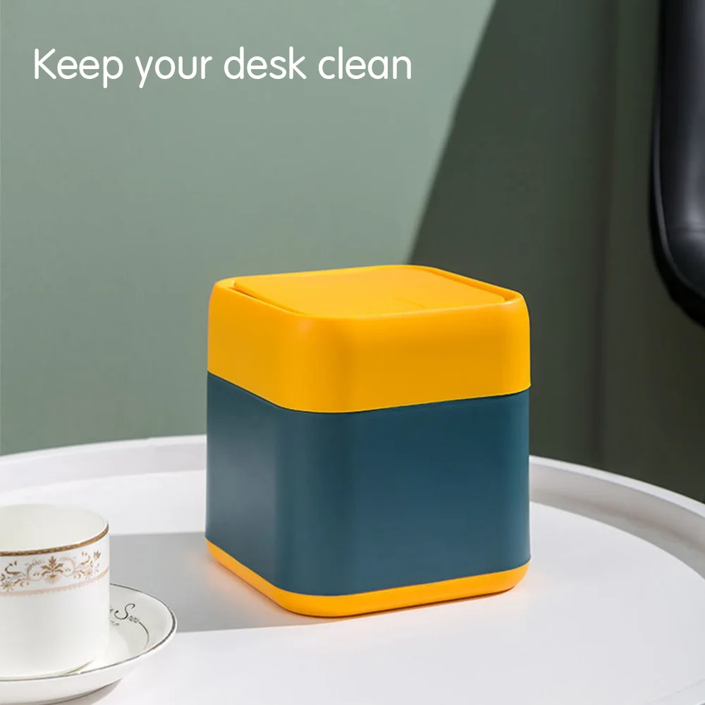 

Mini Small Waste Bins Desktop Garbage Basket Home Office Table Mini Trash Can with Lid Garbage Bin Household Sundries Barrel Box