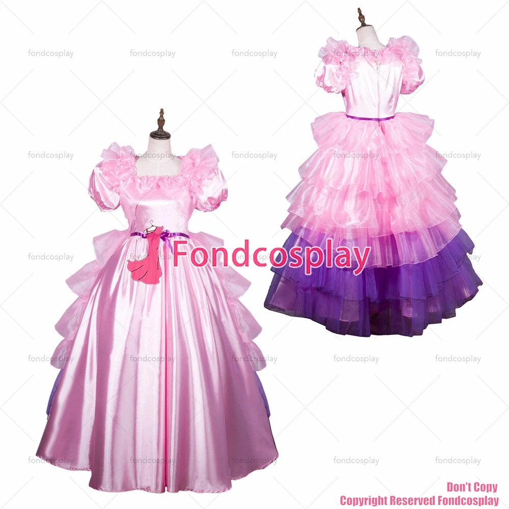 

tailor-made sexy adult dressing cross maid sissy long baby pink satin organza dress lockable uniform costume tv/cd[g3802]