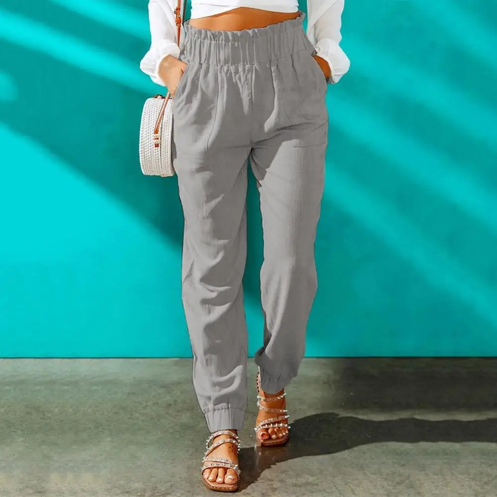 

Women Pants Ankle-tightening Long Pants Ruffle Design Long Pants