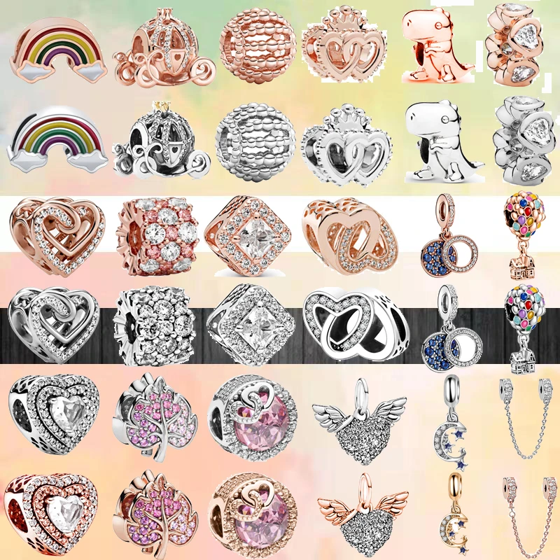 Модные подвески цвета розового золота подходят для оригинальных браслетов Pandora с