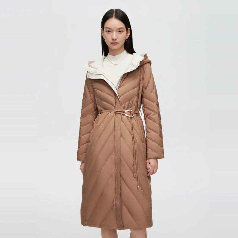 Фото BOSIDENG пуховик для женщин Smart Casual теплая длинная куртка куртка с капюшоном 90% куртка на гусином пуху высокого качества №1
