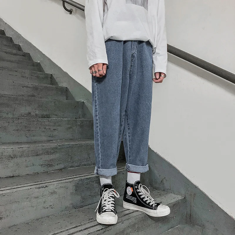 Blue Harun Jeans Men Fashion Retro Oversize Casual Straight Jeans Men Streetwear Korean Loose Denim Pants Mens Trousers S-3XL