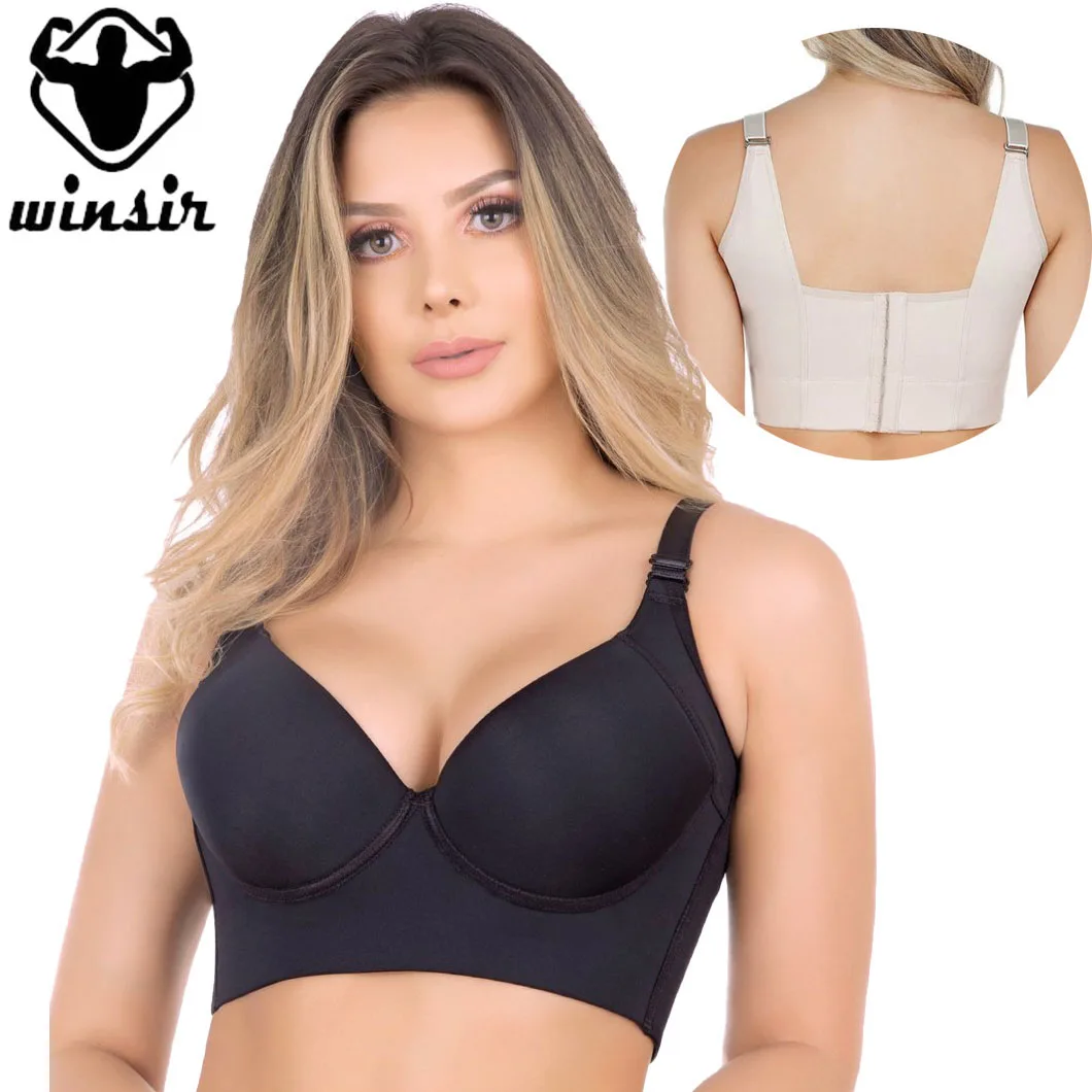 Push Up Hide Back Fat Bra Shaper Incorporated Full Back Coverage Lingerie for Women Plus Size Deep Cup Bras