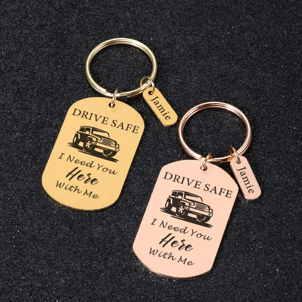 

Drive Safe Keychain for Dad Man Custom Name Key Chain for Truck Driver Husband I Need You Here With Me Keyring Birthday Gifts