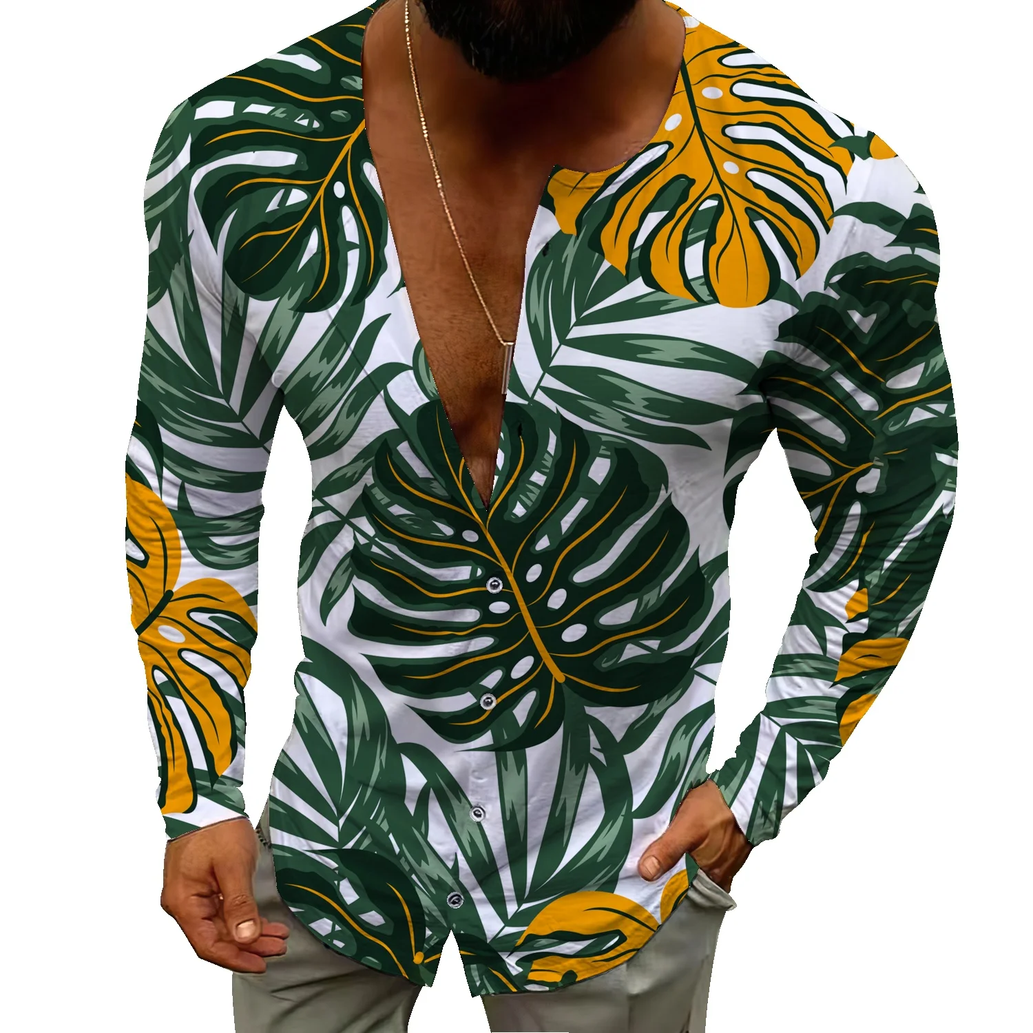 

2022 new early autumn cardigan maple leaf single-breasted jacket shirt men's Korean version of retro casual men's clothing