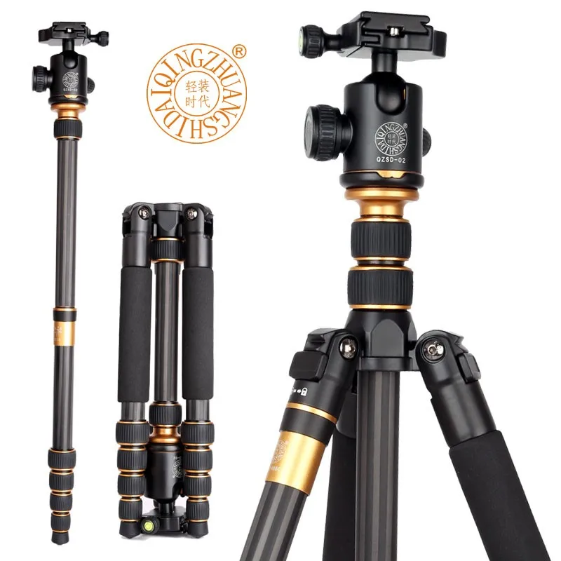 

QZSD-Q666C Professional Flexible camera stand & monopod 1580mm portable carbon fiber Camera Tripod for digital and DSLR camera