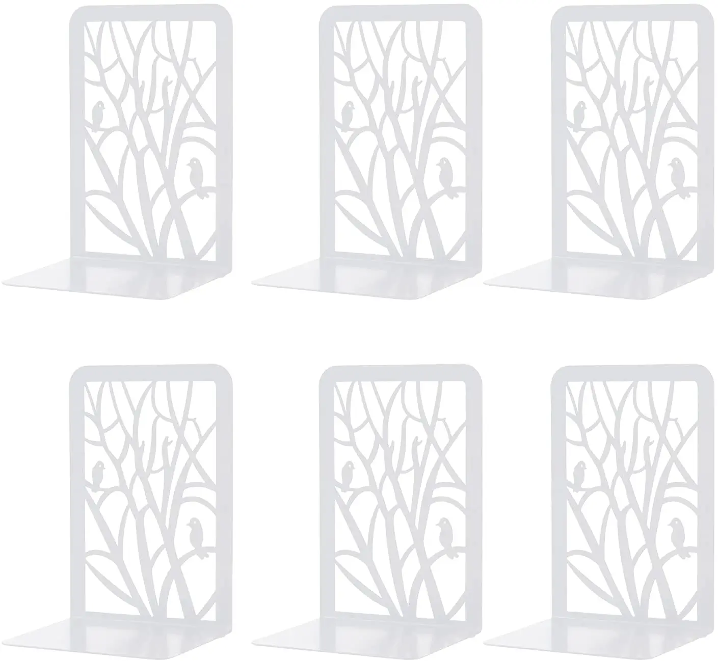 

3 Pairs Book Ends Metal Bookends Supports Book Stoppers(White)