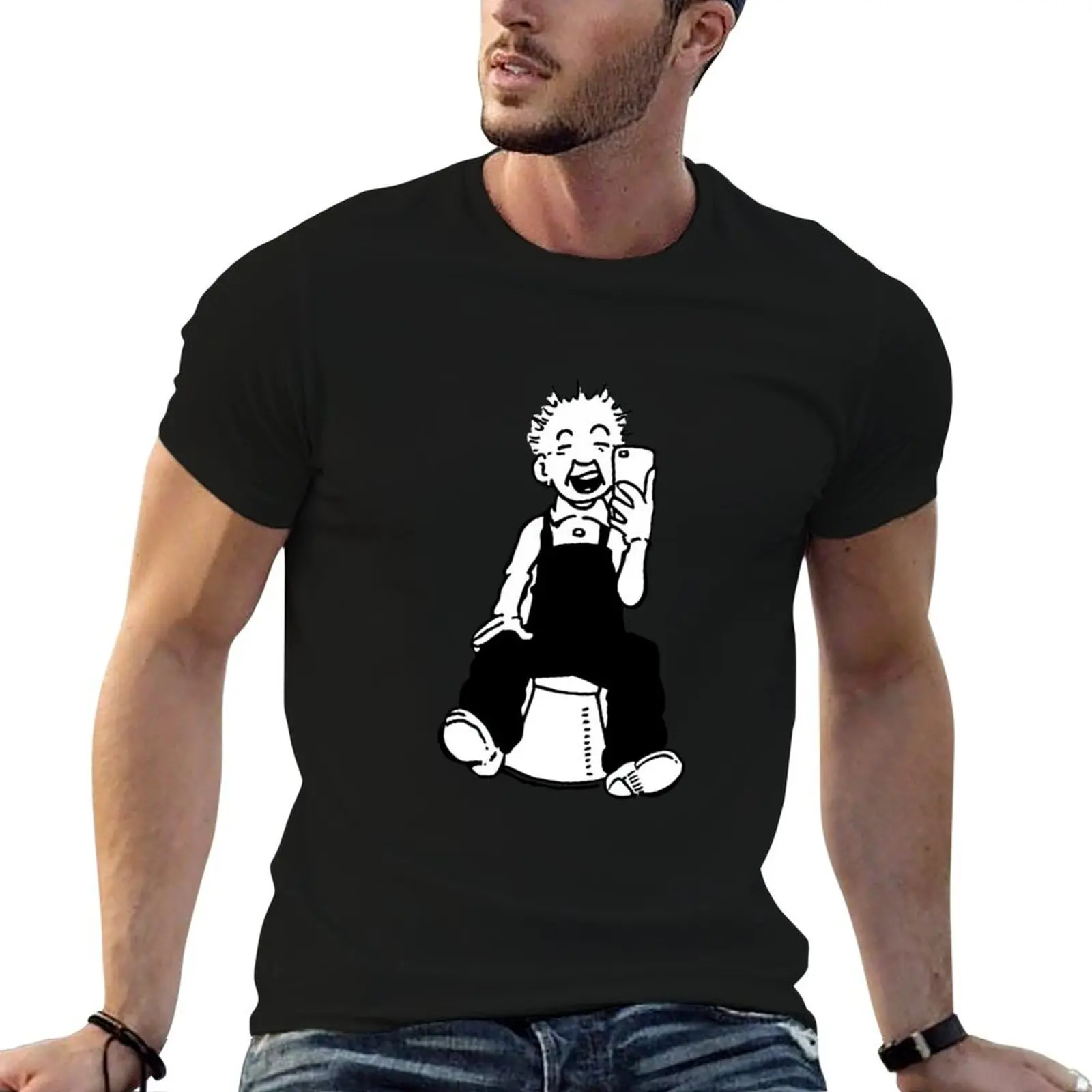 Фото Бестселлер - Футболка Oor Wullie Selfie, черная хлопковая футболка, однотонная, для мужчин, в упаковке, хлопковые футболки высокого качества. №1