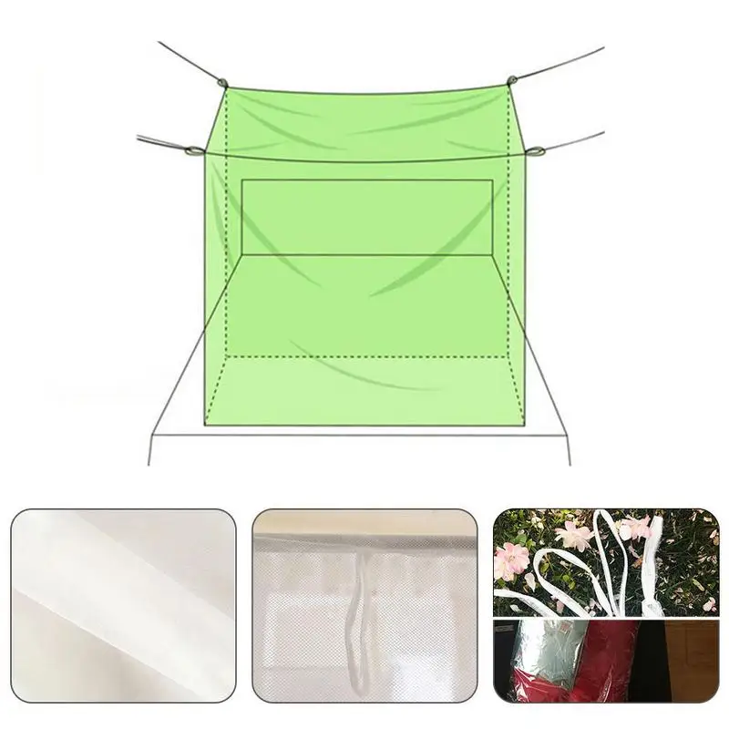 Bed Canopy Flies Nets For King-Sized Beds Opening Screen Netting Square Curtain With Carry Bag Easy To Install Hanging Kit