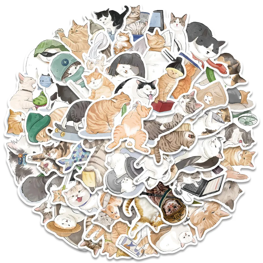 

10/30/53pcs Funny Cat Stickers Cute Cartoon Decals Kids Toy DIY Notebook Phone Laptop Guitar Bicycle Children Sticker Decoration