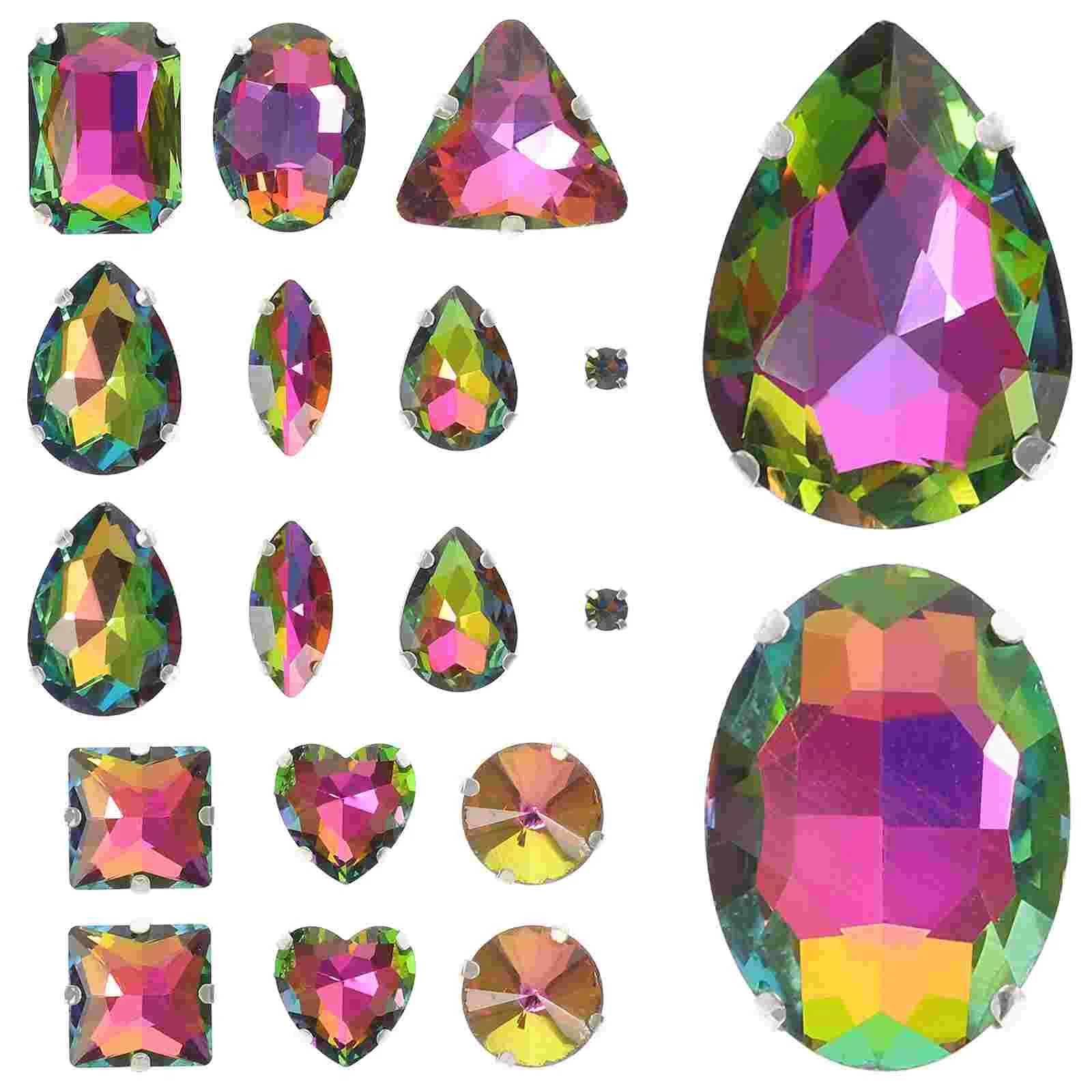 

Rhinestones Claw Sew Crystal Flatback Rhinestone Sewing Metal Prong Setting Crystals Diy Gemstones Jewels Ab Acrylic Beads Flat