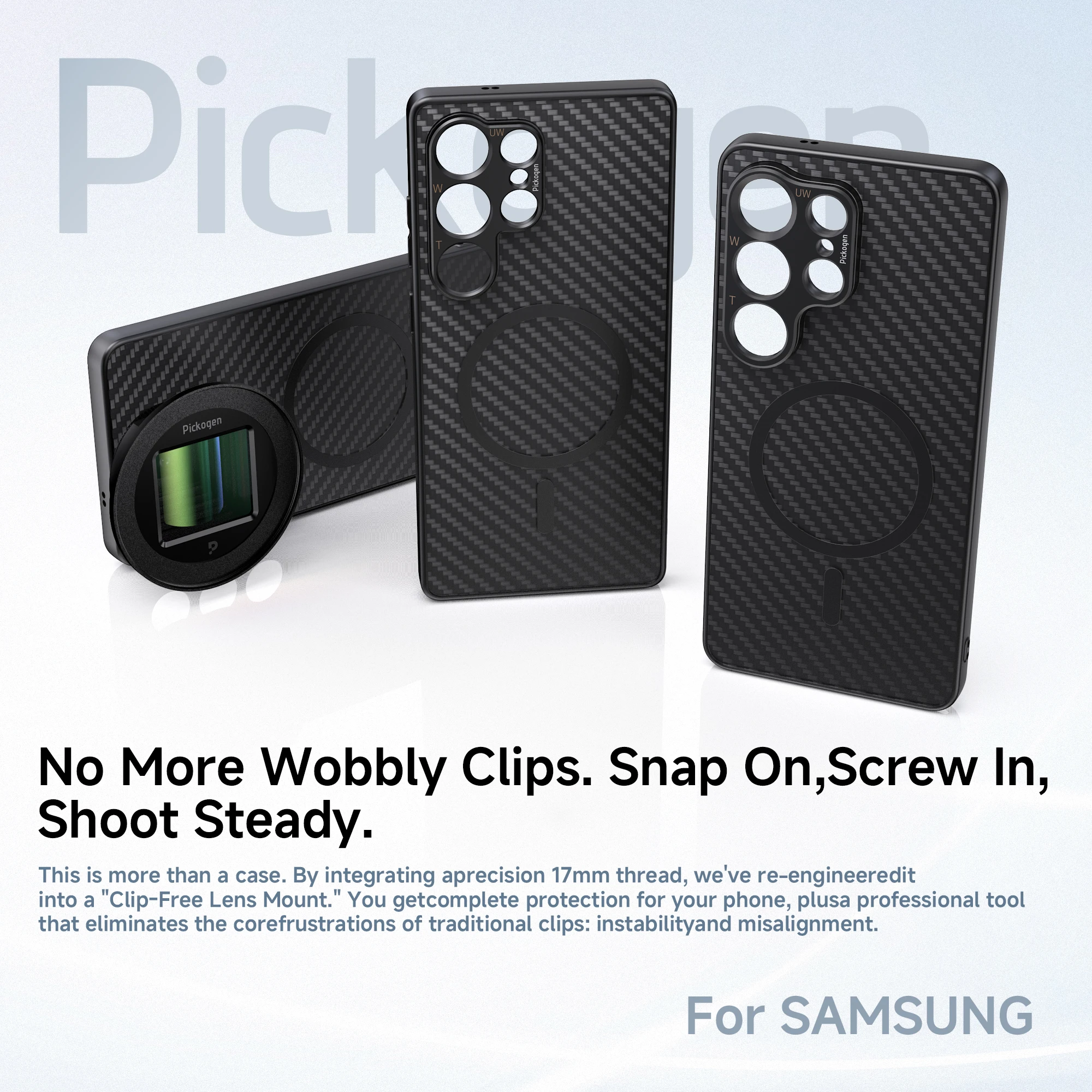 Фото Чехол PICKOGEN с креплением 17 мм для Samsung Galaxy S24 / S25 / S26 Ultra, магнитный чехол-кейс, совместимый с фотообъективом. №3