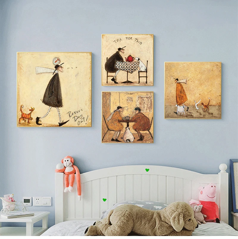 

Постеры и принты, картины для гостиной, домашний декор, винтажный скандинавский абстрактный пейзаж, любовь, собак, животные, холст, настенны...