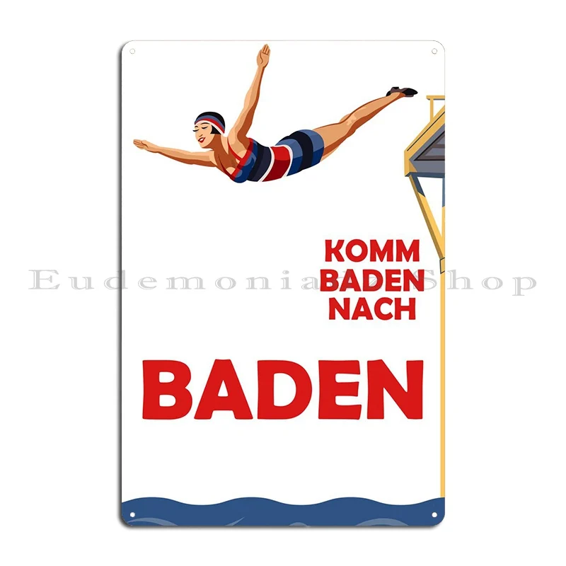 Приходите в Баден металлический знак бар пещера фотопечатная стена паб жестяной