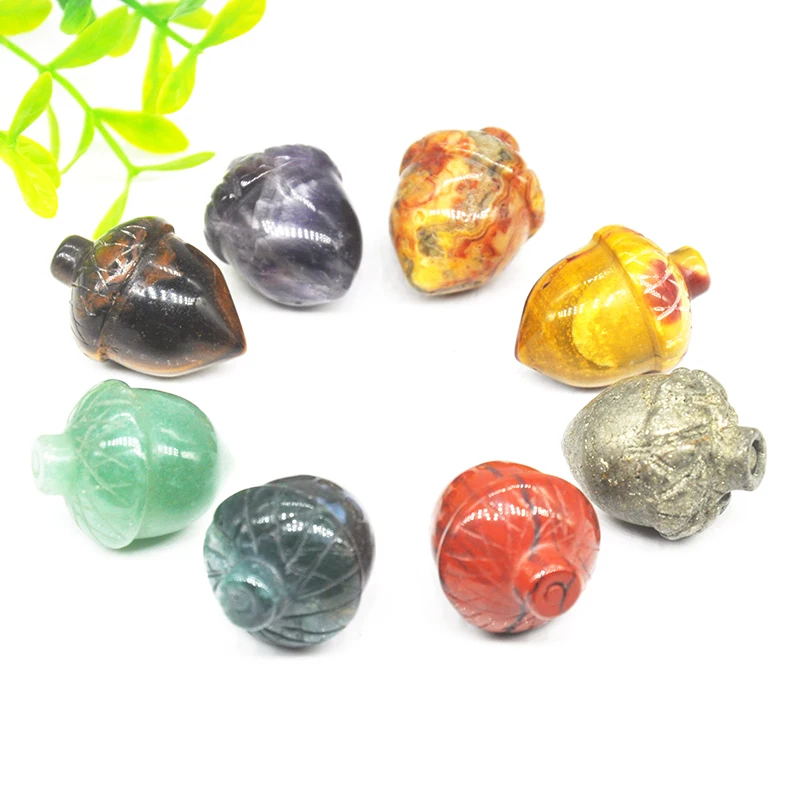 

Pine Cones Nut Statue Natural Stone Carved Decoration Quartz Gemstone Reiki Stones Luck Youth Power Decoration Home Ornament