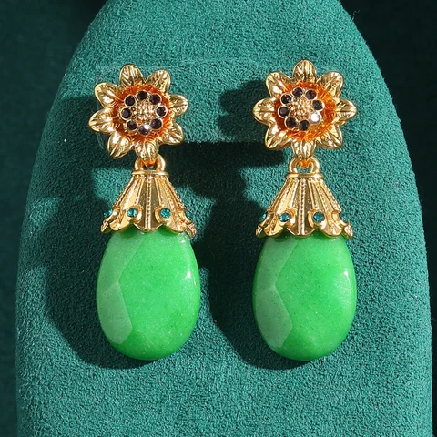 LOVE GREEN LIVE GREEN Серьги-капельки с маргариткой из меди