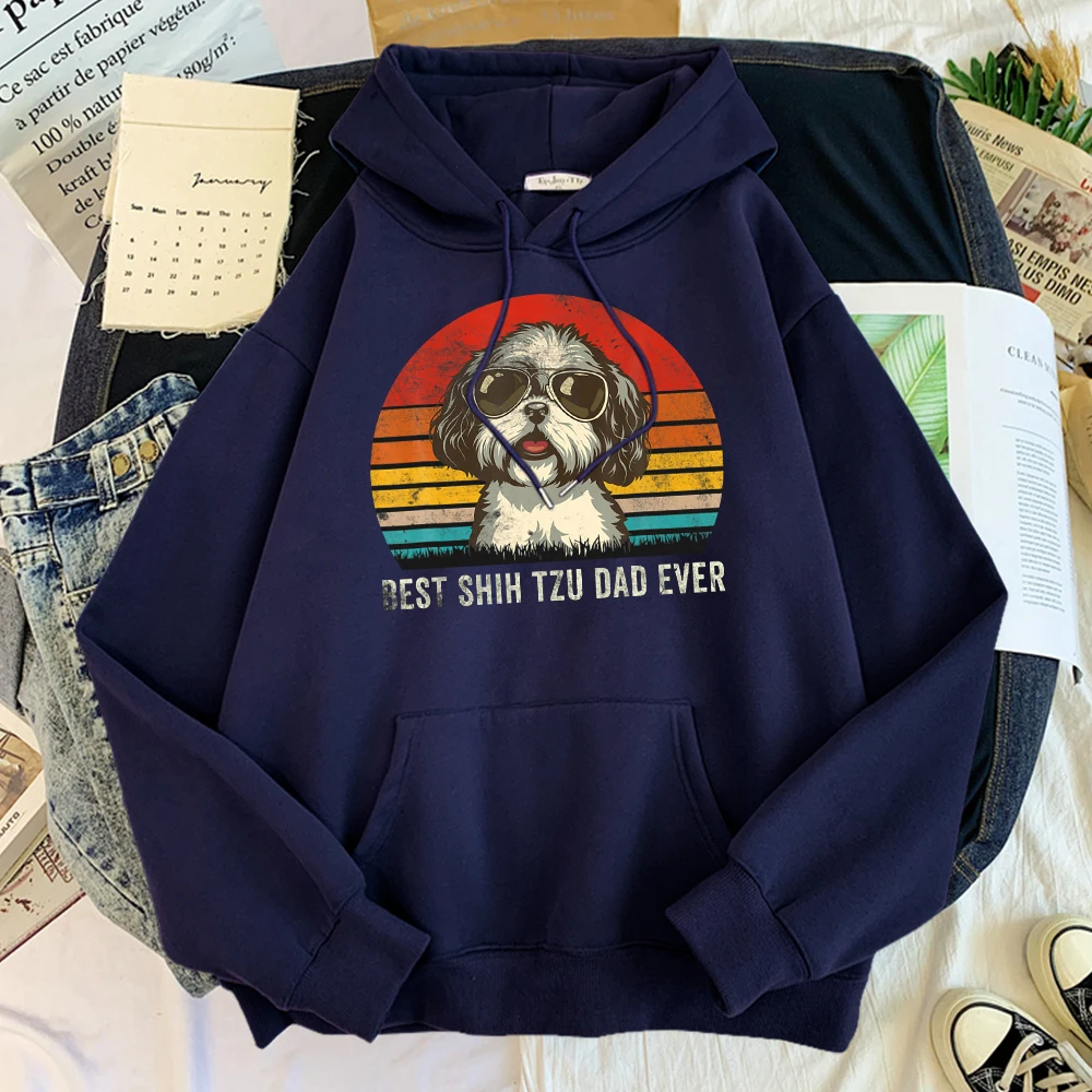 

Cute Dog Best Shih Tzu Dad Ever Male Hoodie Fleece Autumn Tracksuits Harajuku Clothing For Mens Oversize Loose Warm Pullovers