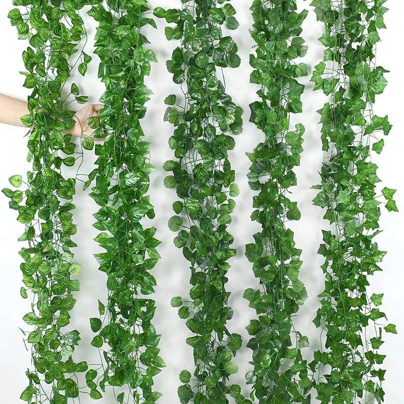 

12Pcs-210cm Green Silk Artificial Plant Vine Leaves Ivy Rattan Wall Garlands for Home Office Decoration Garden Decor Party Craft