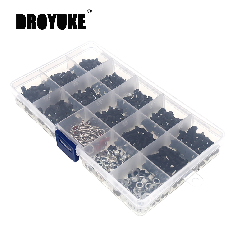 

Droyuke Screws Box Set for 1/10 HSP Traxxas TRX-4 TRX-6 Tamiya CFX MST HPI Kyosho D90 Scx10 D110 AXIAL D110 RC Car Parts