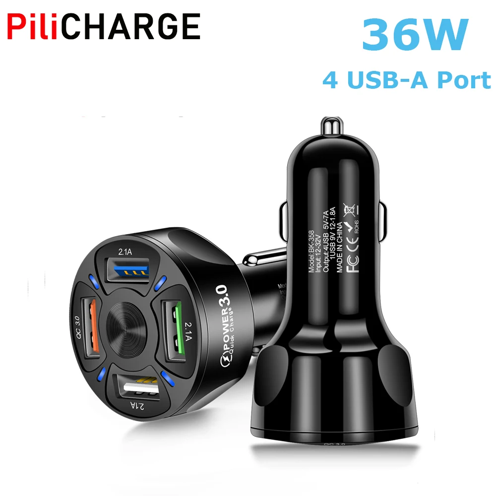 Universal Car Charger For Phone Quick Charge 3.0 Fast Charging In Car 4 Port Usb Phone Charger Adapter For Samsung Iphone - Buy