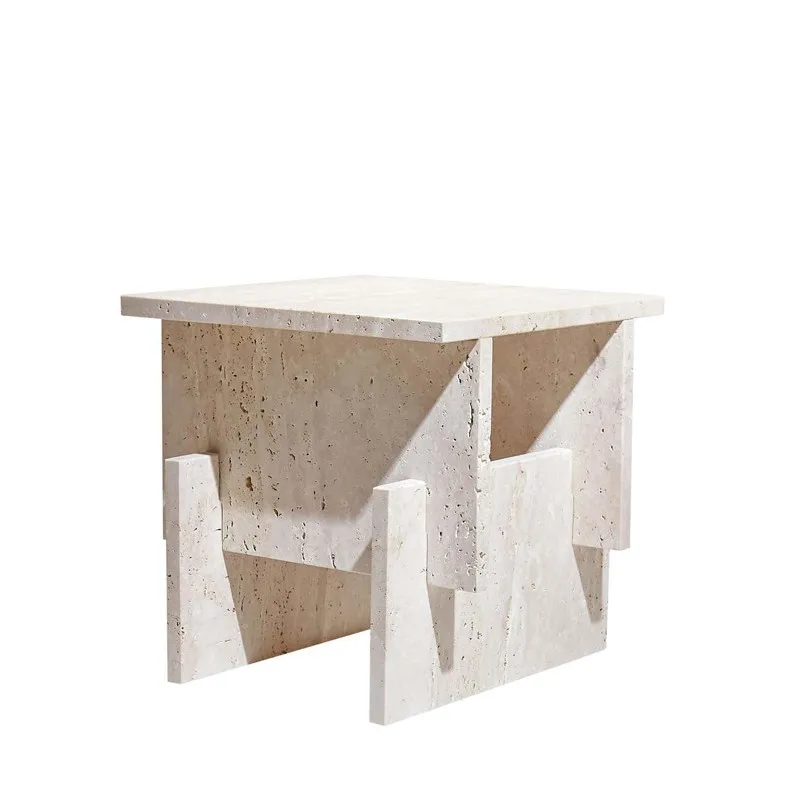 Фото xx-KUMUSI FURNITURE Кофейный столик в европейском и американском стиле, простой, роскошный, из травертина Эрик, для кофейни или дома №1