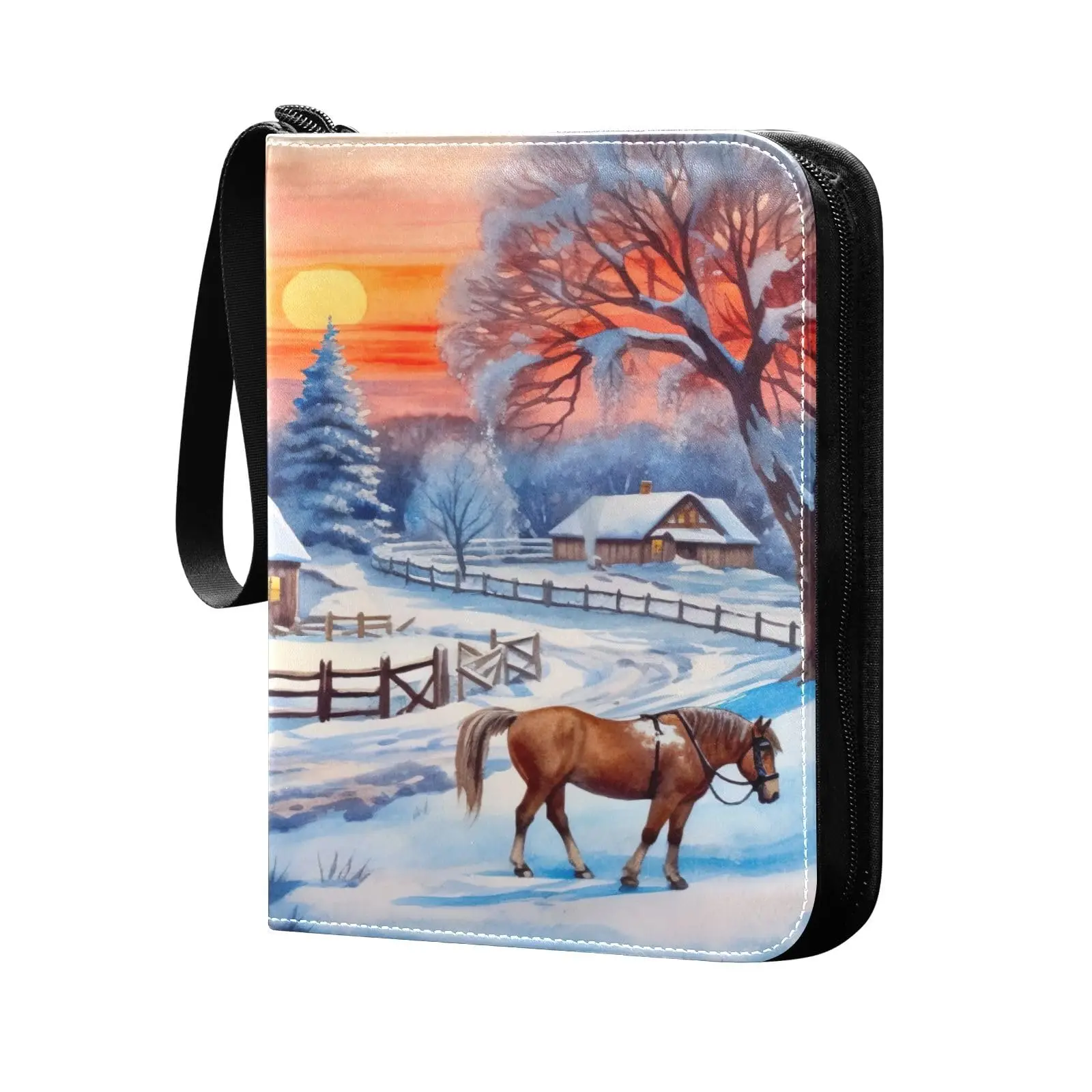 Книга на 4 кармана с рождественской лошадью двухсторонний карманный альбом 400 для