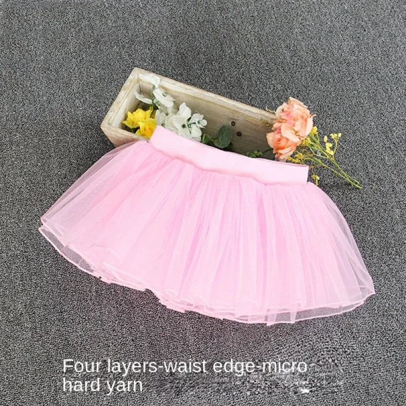 Children's dance fashion short skirt yarn skirt girls' petticoat ballet skirt white dance skirt four layers