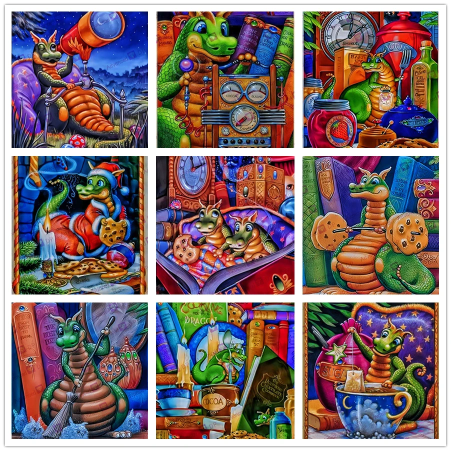 5D алмазная живопись сделай сам искусство милая иллюстрация дракон Полная