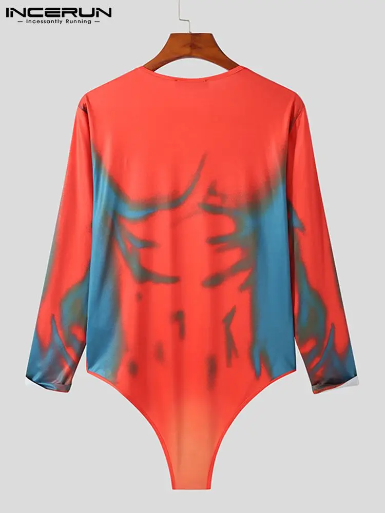 INCERUN Fashion New Men's Hot Sale Onesies Long Sleeve Comeforable Rompers Male Sexy Casual Breathable Mesh Bodysuits S-5XL 2023