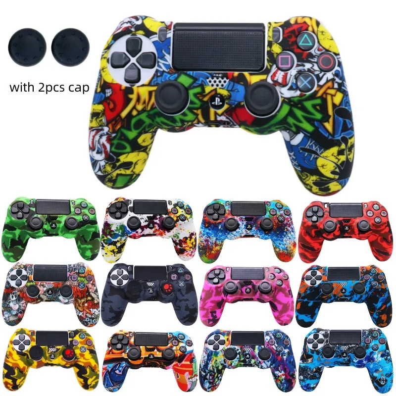 

Soft Silicone Protective Cover Case For SONY Playstation 4 PS4 Game Controller Accessories Anti-Slip Cases With Thumb Grip cap