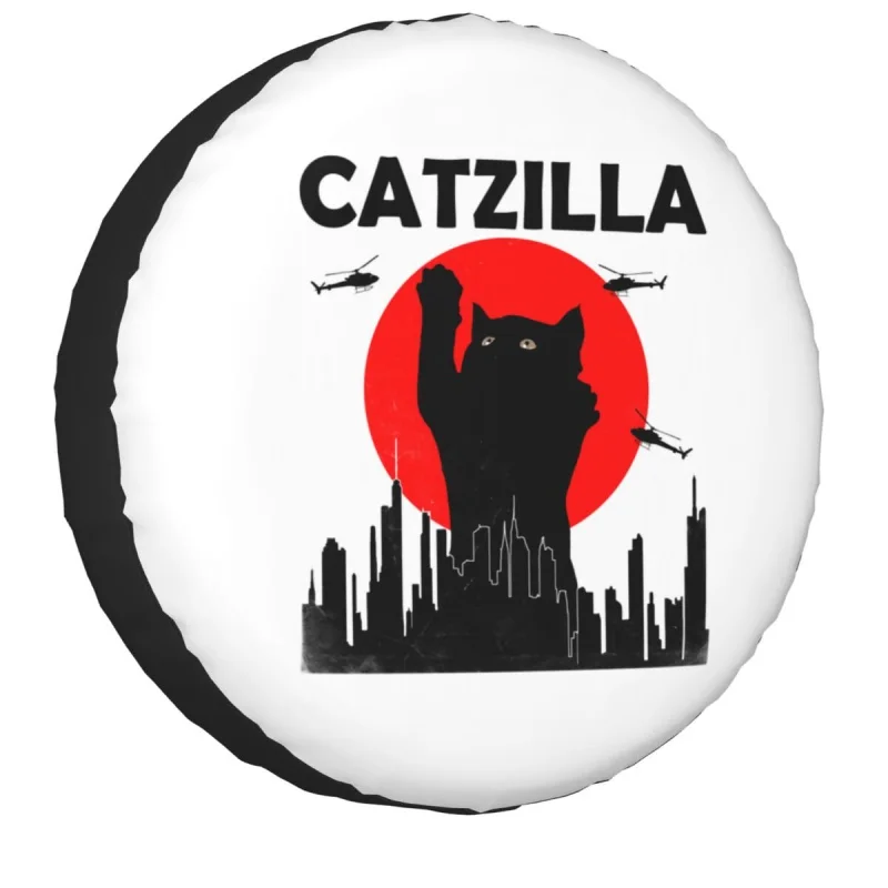 

Catzilla Spare Tire Cover Case Bag Pouch Japanese Sunset Style Cat Vintage Kitten Lover Gift Wheel Covers for Jeep Hummer