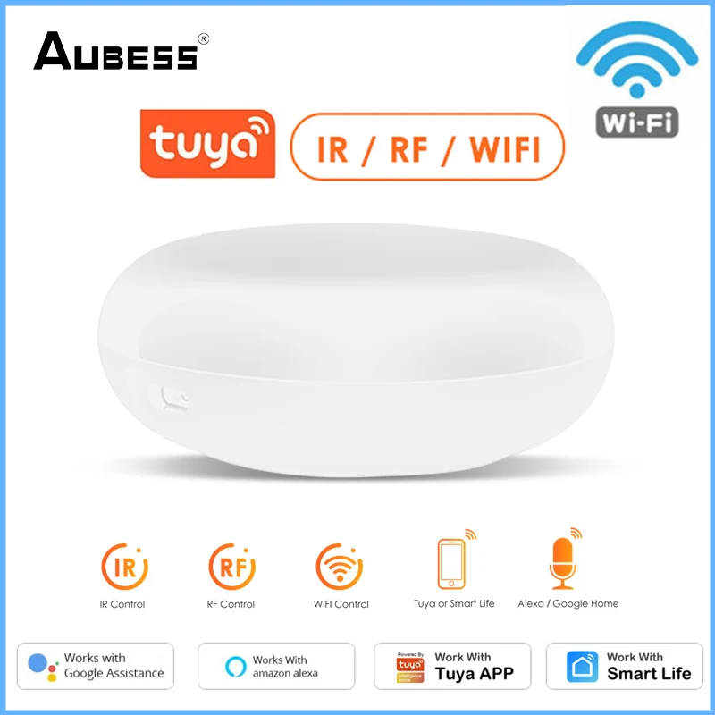 Aubess Tuya WiFi IR RF Bluetooth Smart Remote Control For Air Condition TV Smart Home Infrared Controller For Alexa Google