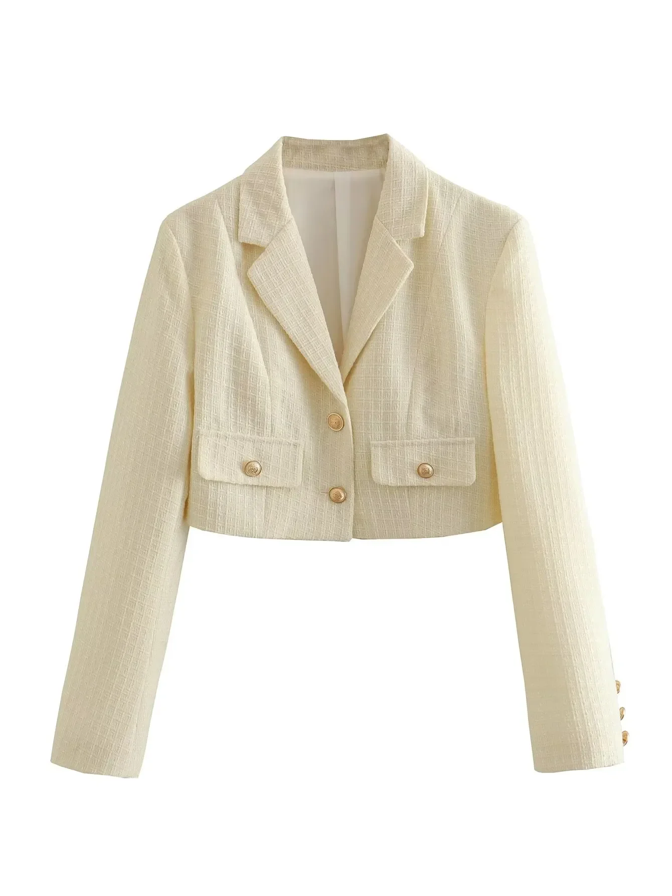 

Женский твидовый пиджак на пуговицах, с длинным рукавом