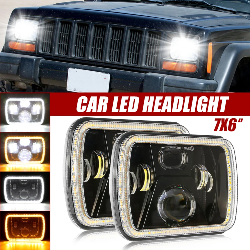 

7X6 110W Car LED Headlights 6000K 8000LM Running Light Hi-Lo Beam For Jeep Wrangler YJ Cherokee XJ H5054 H6054LL 6052 6053