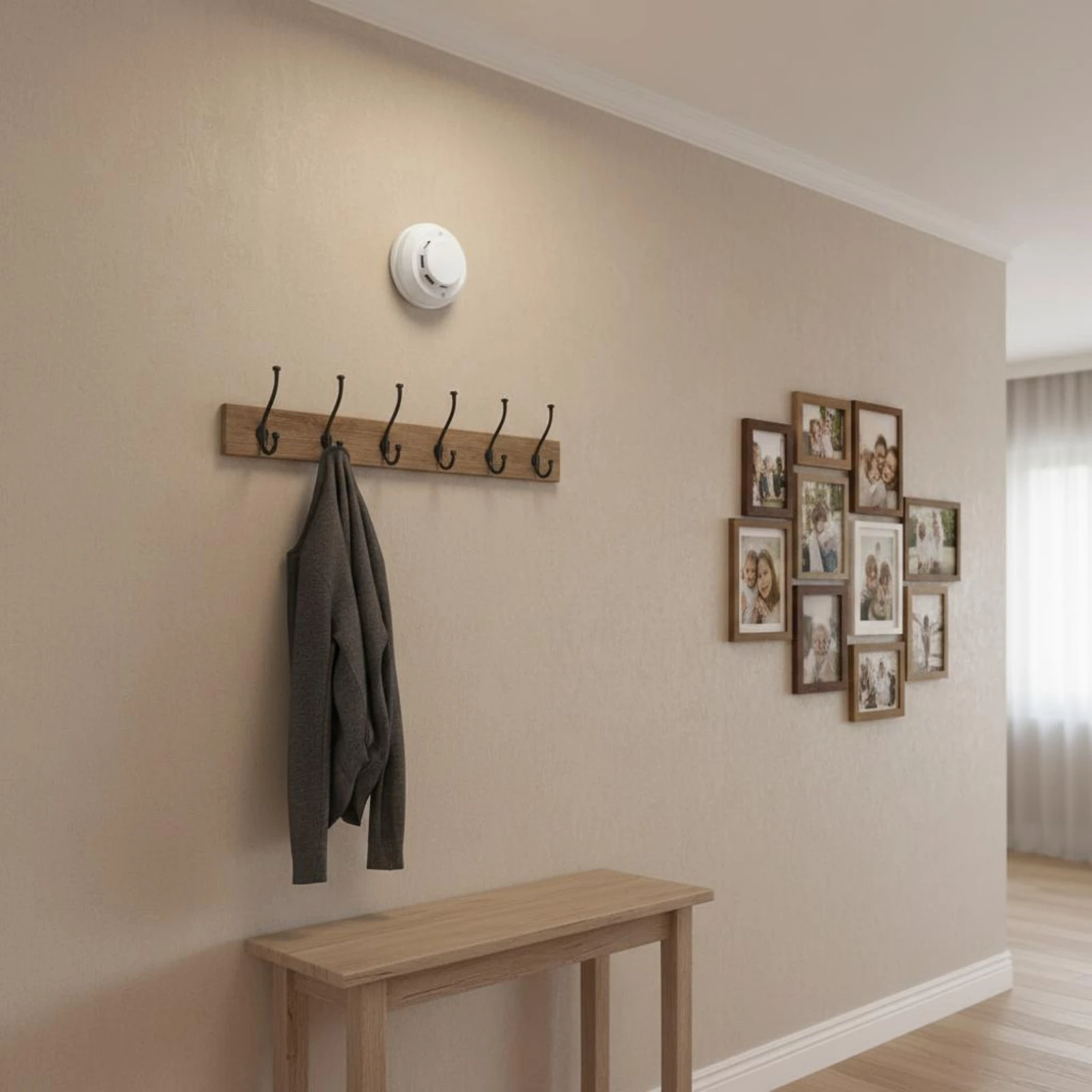 Фото Пожарная сигнализация с прямым подключением, световой индикацией и визуальным оповещением, фотоэлектрическая, потолочная, для быстрого обнаружения возгораний, для дома №4
