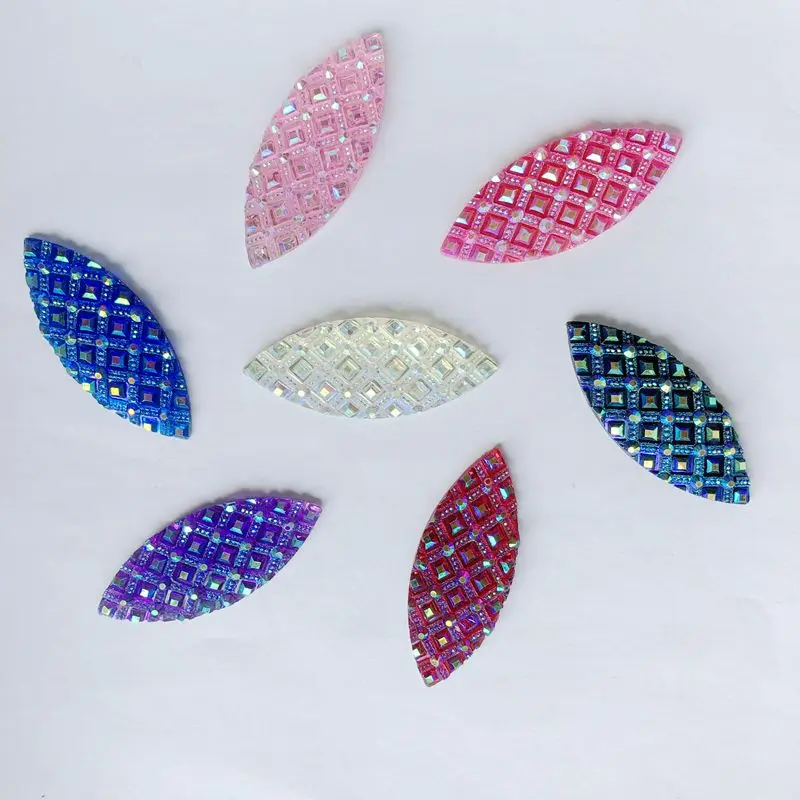 

6pcs 20*50mm Crystal AB Sew On Rhinestones Flat Back Resin Gems Sewing Big Crystal Applique Horse Eye Strass for Crafts -A51